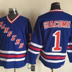 Unique Rangers #1 Eddie Giacomin Blue CCM Heroes of Hockey Alumni Stitched NHL Jersey a must - have for collectors