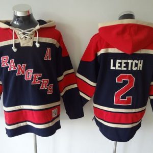 Stylish Rangers #2 Brian Leetch Navy Blue Sawyer Hooded Sweatshirt Stitched NHL Jersey for die - hard hockey fans