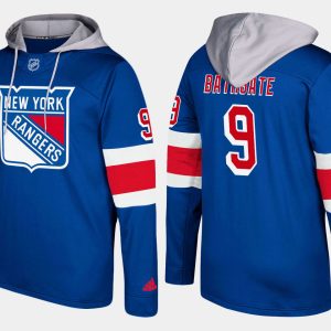 Sleek Rangers #9 Andy Bathgate Blue Name And Number Hoodie for die - hard hockey fans