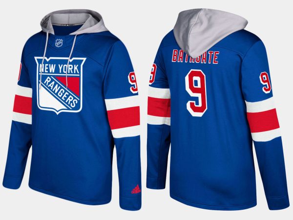 Sleek Rangers #9 Andy Bathgate Blue Name And Number Hoodie for die - hard hockey fans