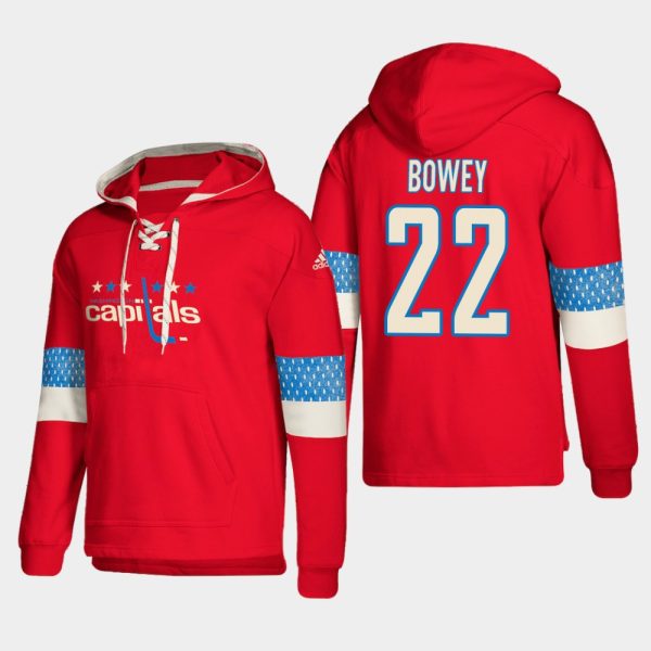 Gorgeous Washington Capitals #22 Madison Bowey Red adidas Lace Up Pullover Hoodie perfect for game days