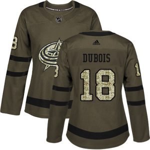 Amazing Adidas Blue Jackets #18 Pierre Luc Dubois Green Salute to Service Women's Stitched NHL Jersey to stand out at the arena