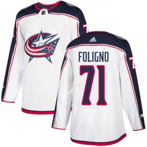 Gorgeous Adidas Blue Jackets #71 Nick Foligno White Road Authentic Stitched NHL Jersey a must - have for collectors