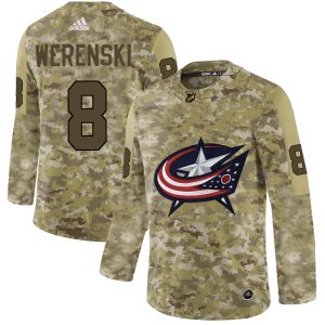 Amazing Adidas Blue Jackets #8 Zach Werenski Camo Authentic Stitched NHL Jersey to show your team spirit