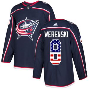 Sleek Adidas Blue Jackets #8 Zach Werenski Navy Blue Home Authentic USA Flag Stitched NHL Jersey for die - hard hockey fans