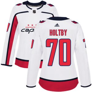 Stunning Adidas Capitals #70 Braden Holtby White Road Authentic Women's Stitched NHL Jersey for ultimate sports enthusiasts