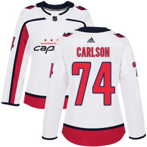 Fantastic Adidas Capitals #74 John Carlson White Road Authentic Women's Stitched NHL Jersey to complete your fan gear collection