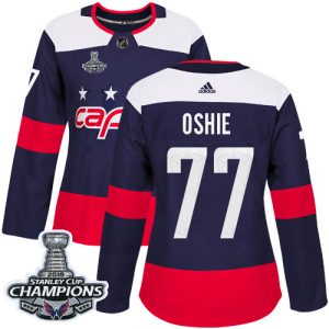 Stunning Adidas Capitals #77 T.J. Oshie Navy Authentic 2018 Stadium Series Stanley Cup Final Champions Women's Stitched NHL Jersey perfect for game days