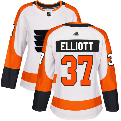 Stylish Adidas Flyers #37 Brian Elliott White Road Authentic Women's Stitched NHL Jersey perfect for game days