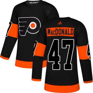 Stunning Adidas Flyers #47 Andrew MacDonald Black Alternate Authentic Stitched NHL Jersey perfect for game days