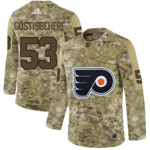 Sleek Adidas Flyers #53 Shayne Gostisbehere Camo Authentic Stitched NHL Jersey for die - hard hockey fans