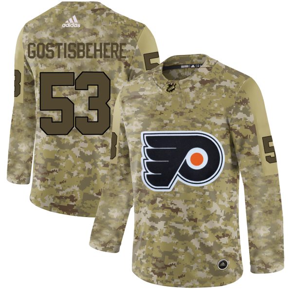 Sleek Adidas Flyers #53 Shayne Gostisbehere Camo Authentic Stitched NHL Jersey for die - hard hockey fans