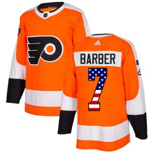 Amazing Adidas Flyers #7 Bill Barber Orange Home Authentic USA Flag Stitched NHL Jersey to show your team spirit