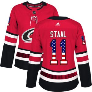 Stylish Adidas Hurricanes #11 Jordan Staal Red Home Authentic USA Flag Women's Stitched NHL Jersey a must - have for collectors