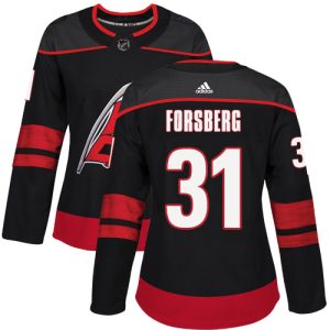 Stylish Adidas Hurricanes #31 Anton Forsberg Black Alternate Authentic Women's Stitched NHL Jersey for die - hard hockey fans