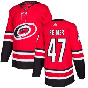 Stylish Adidas Hurricanes #47 James Reimer Red Home Authentic Stitched NHL Jersey perfect for game days