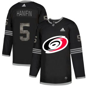 Sleek Adidas Hurricanes #5 Noah Hanifin Black Authentic Classic Stitched NHL Jersey perfect for game days