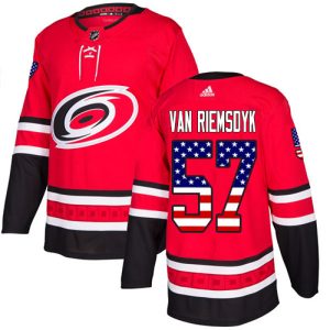 Sleek Adidas Hurricanes #57 Trevor Van Riemsdyk Red Home Authentic USA Flag Stitched NHL Jersey a must - have for collectors