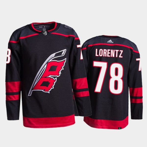 Gorgeous Adidas Hurricanes #78 Steven Lorentz Men's 2021 22 Alternate Authentic NHL Jersey Black for ultimate sports enthusiasts