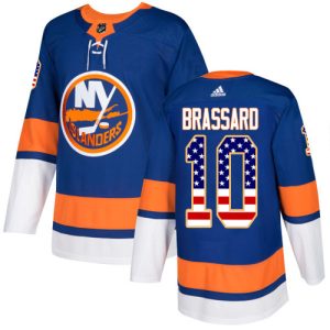 Unique Adidas Islanders #10 Derek Brassard Royal Blue Home Authentic USA Flag Stitched NHL Jersey to complete your fan gear collection