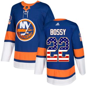 Impressive Adidas Islanders #22 Mike Bossy Royal Blue Home Authentic USA Flag Stitched NHL Jersey to complete your fan gear collection