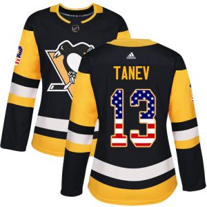 Stylish Adidas Penguins #13 Brandon Tanev Black Home Authentic USA Flag Women's Stitched NHL Jersey for die - hard hockey fans
