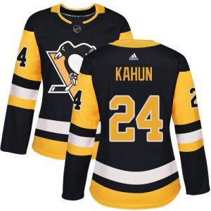 Stylish Adidas Penguins #24 Dominik Kahun Black Home Authentic Women's Stitched NHL Jersey to show your team spirit