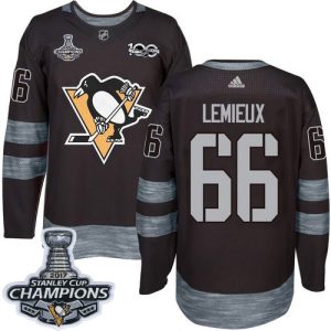 Impressive Adidas Penguins #66 Mario Lemieux Black 1917 2017 100th Anniversary Stanley Cup Finals Champions Stitched NHL Jersey for die - hard hockey fans
