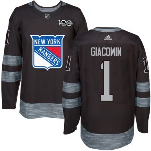 Impressive Adidas Rangers #1 Eddie Giacomin Black 1917 2017 100th Anniversary Stitched NHL Jersey a must - have for collectors