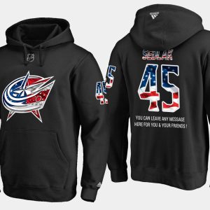 Unique Blue Jackets #45 Lukas Sedlak NHL Banner Wave Usa Flag Black Hoodie to complete your fan gear collection