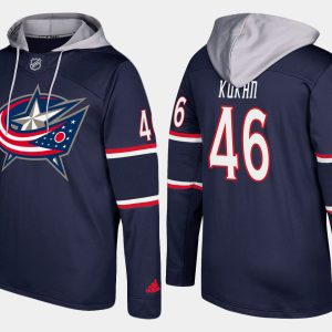Sleek Blue Jackets #46 Dean Kukan Navy Name And Number Hoodie to show your team spirit