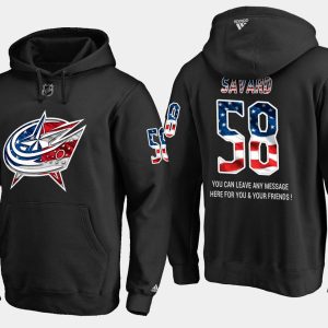 Stylish Blue Jackets #58 David Savard NHL Banner Wave Usa Flag Black Hoodie for ultimate sports enthusiasts