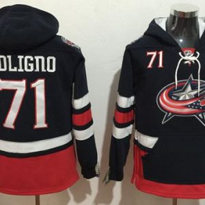 Stylish Blue Jackets #71 Nick Foligno Navy Blue Name & Number Pullover NHL Hoodie perfect for game days