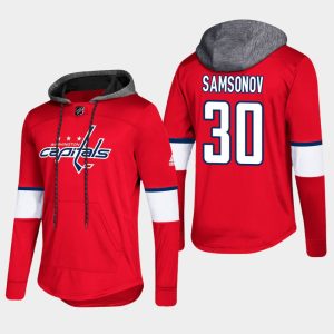 Impressive Capitals #30 Ilya Samsonov Red 2018 Pullover Platinum Hoodie a must - have for collectors