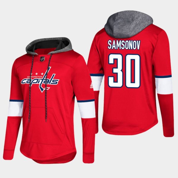 Impressive Capitals #30 Ilya Samsonov Red 2018 Pullover Platinum Hoodie a must - have for collectors