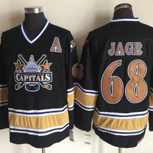 Gorgeous Capitals #68 Jaromir Jagr Black CCM Throwback Stitched NHL Jersey to complete your fan gear collection