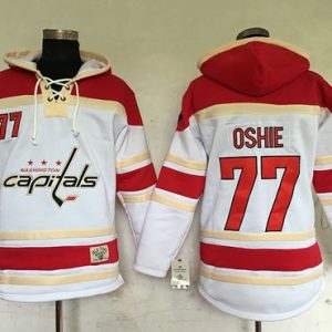 Impressive Capitals #77 T.J Oshie White Sawyer Hooded Sweatshirt Stitched NHL Jersey perfect for game days