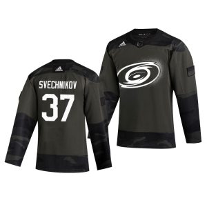 Impressive Carolina Hurricanes #37 Andrei Svechnikov Adidas 2019 Veterans Day Men's Authentic Practice NHL Jersey Camo to complete your fan gear collection