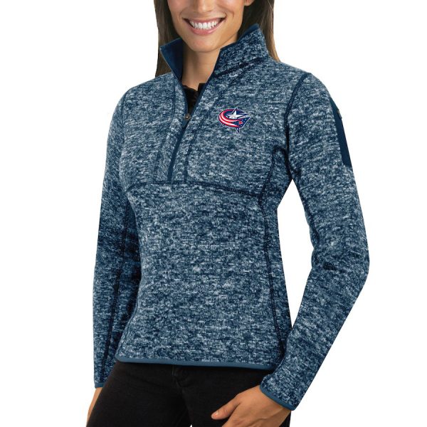 Unique Columbus Blue Jackets Antigua Women's Fortune 1/2 Zip Pullover Sweater Royal for die - hard hockey fans
