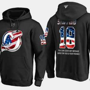 Unique Devils #18 Drew Stafford NHL Banner Wave Usa Flag Black Hoodie for ultimate sports enthusiasts