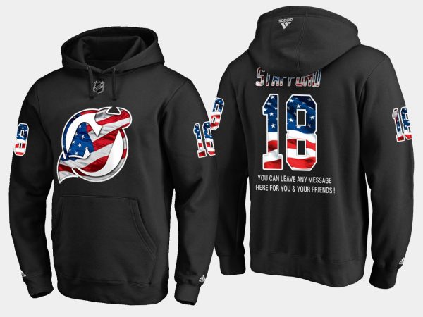 Unique Devils #18 Drew Stafford NHL Banner Wave Usa Flag Black Hoodie for ultimate sports enthusiasts