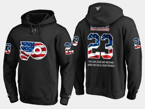 Sleek Flyers #23 Brandon Manning NHL Banner Wave Usa Flag Black Hoodie to stand out at the arena