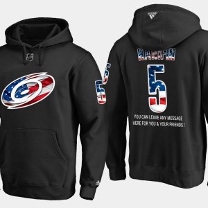 Fantastic Hurricanes #5 Noah Hanifin NHL Banner Wave Usa Flag Black Hoodie perfect for game days