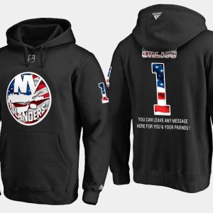 Gorgeous Islanders #1 Thomas Greiss NHL Banner Wave Usa Flag Black Hoodie to stand out at the arena