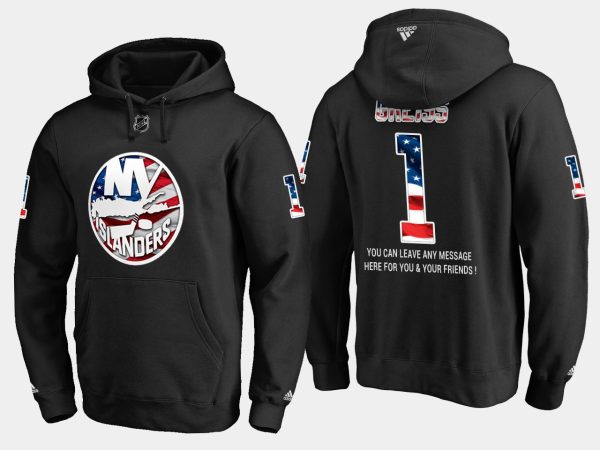 Gorgeous Islanders #1 Thomas Greiss NHL Banner Wave Usa Flag Black Hoodie to stand out at the arena