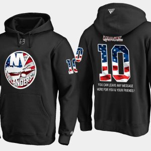 Fantastic Islanders #10 Alan Quine NHL Banner Wave Usa Flag Black Hoodie for ultimate sports enthusiasts