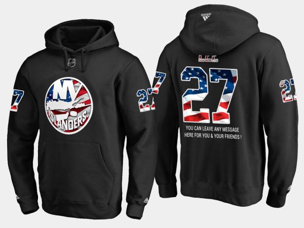 Fantastic Islanders #27 Anders Lee NHL Banner Wave Usa Flag Black Hoodie for die - hard hockey fans