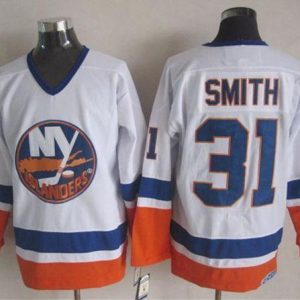 Impressive Islanders #31 Billy Smith White CCM Throwback Stitched NHL Jersey to complete your fan gear collection