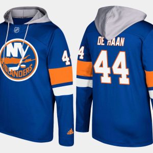 Sleek Islanders #44 Calvin De Haan Blue Name And Number Hoodie to complete your fan gear collection