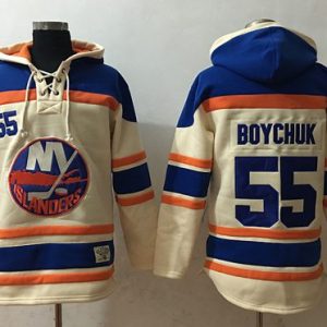 Sleek Islanders #55 Johnny Boychuk Cream Sawyer Hooded Sweatshirt Stitched NHL Jersey for ultimate sports enthusiasts